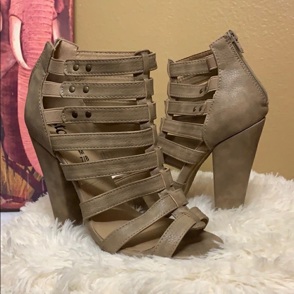 Faux leather heels